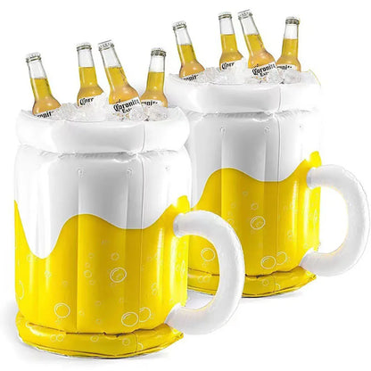 Inflatable Beer Shape Ice Bucket Drink Coolers Beach Water Home Bar Party Summer Pool Party Swimming Pool Drink Cooling Barrel
